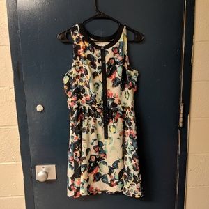 Black and White multi color fit and flare dress